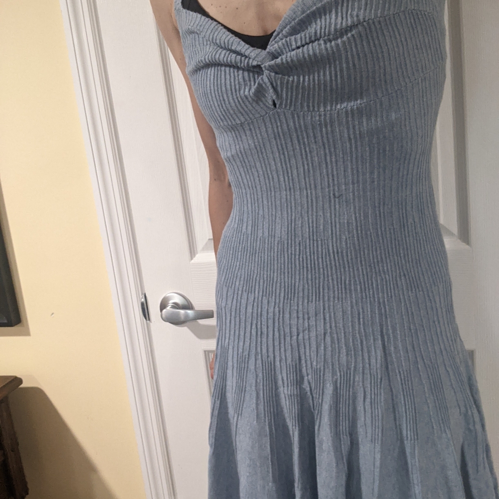 Elegant Blue Pleated Dress